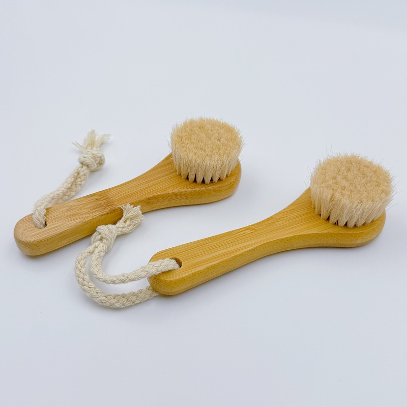 Limpieza profunda transfronteriza cepillo de masaje de cabeza negra cepillo de madera cepillo de lana cepillo facial cepillo facial cepillo de bambú natural