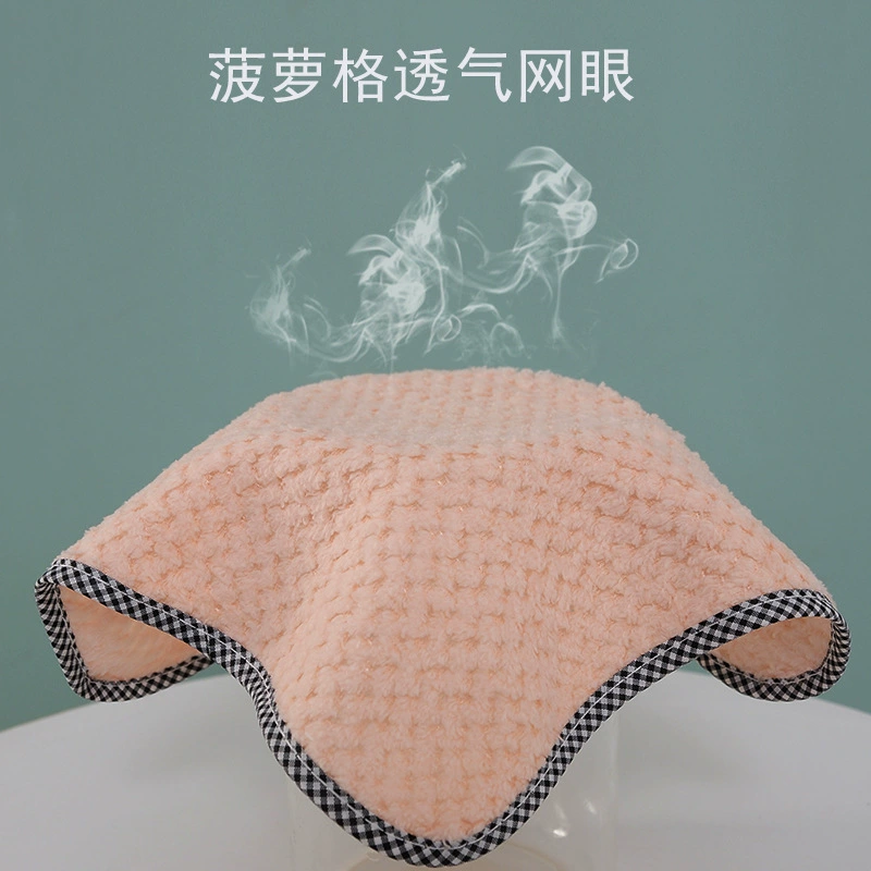 Kitchen rag coral velvet pineapple square scarf thickened water absorption small square scarf can hang hand scarf clean dishwashing towel
