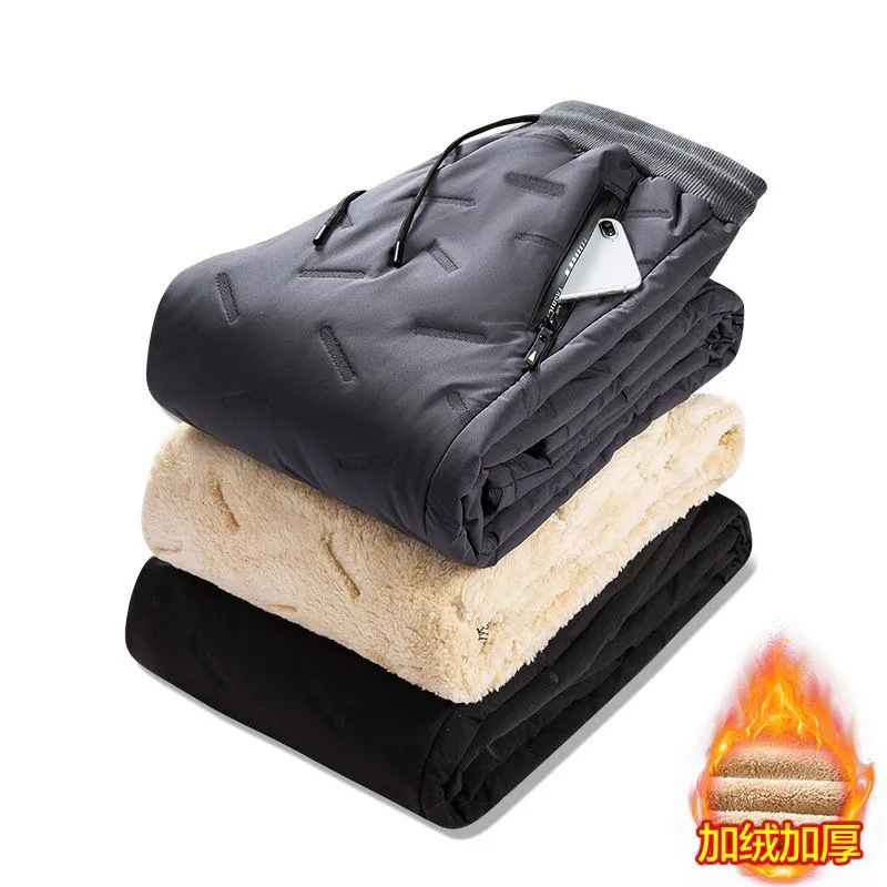 [Wholesale] Lamb Sweatpants Men's Autumn and Winter New fleece-lined Thickened Loose All-match Men's Warm Cotton Pants