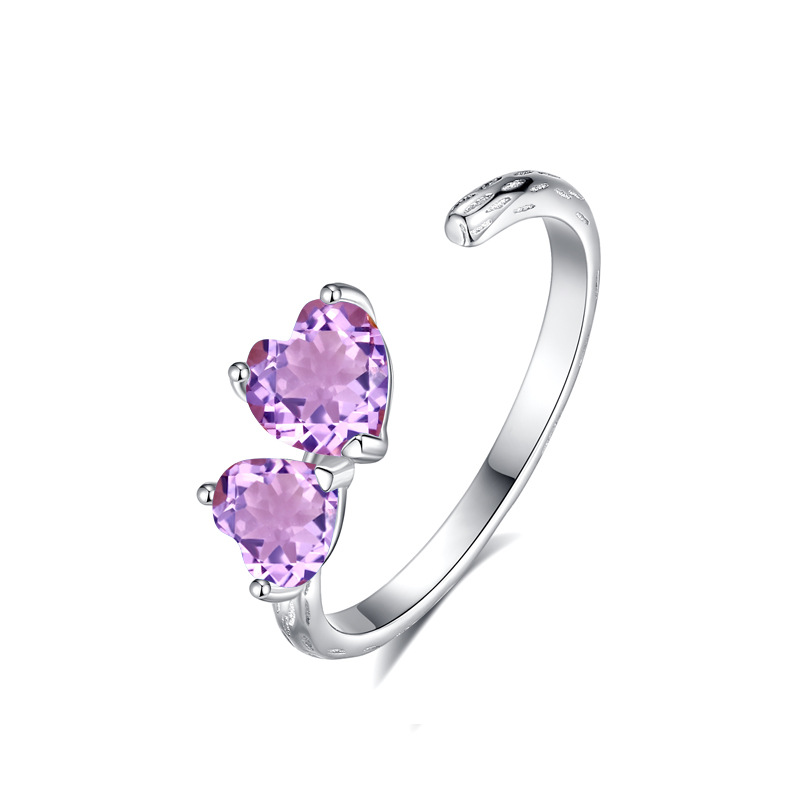 Venta caliente transfronteriza s925 plata de ley amor piedra natural anillo abierto mujer Europa y América temperamento de lujo ligero anillo ajustable mujer