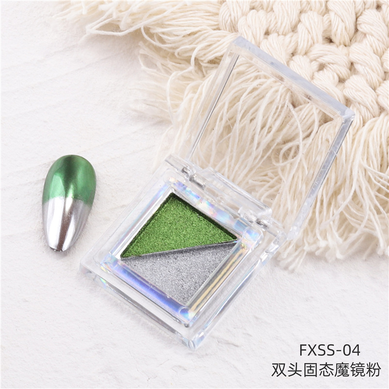 Uñas transfronterizas de dos colores sólido espejo mágico en polvo cuadrado Placa de sombra de ojos espejo de uñas de dos colores harina titanio polvo de oro
