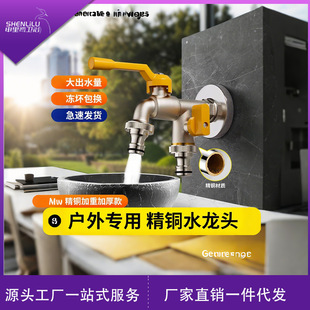 Cross-Border All-Copper Outdoor Faucet Anti-Freeze One in and Two Out Courtyard Garden Washing Machine Double Outlet Outdoor Faucet Water Outlet