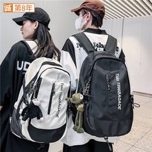 书包男潮流暗黑系工装风大学生情侣街拍双肩包大容量中学生双肩包
