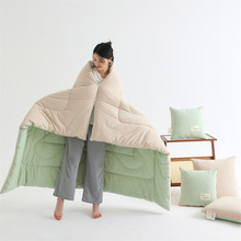 2025新款A类全棉色织水洗棉懒人休闲被披肩抱枕三合一被子