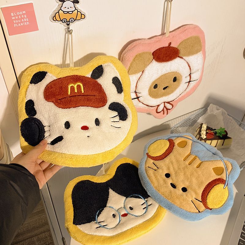 Original Maimen Cat Hand Towel Hanging Kitchen Handkerchief Kidsren's Household Coral Rag Absorbent Towel Hand Towel