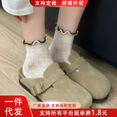 袜子女夏季薄款纯色双色木耳边日系ins潮网眼透气百搭简约短筒袜