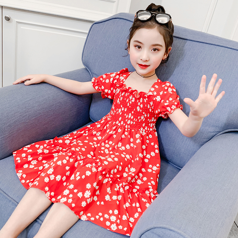 Falda de princesa para niñas 2023 nuevo vestido floral falda delgada para niña verano 3-10 años versión coreana