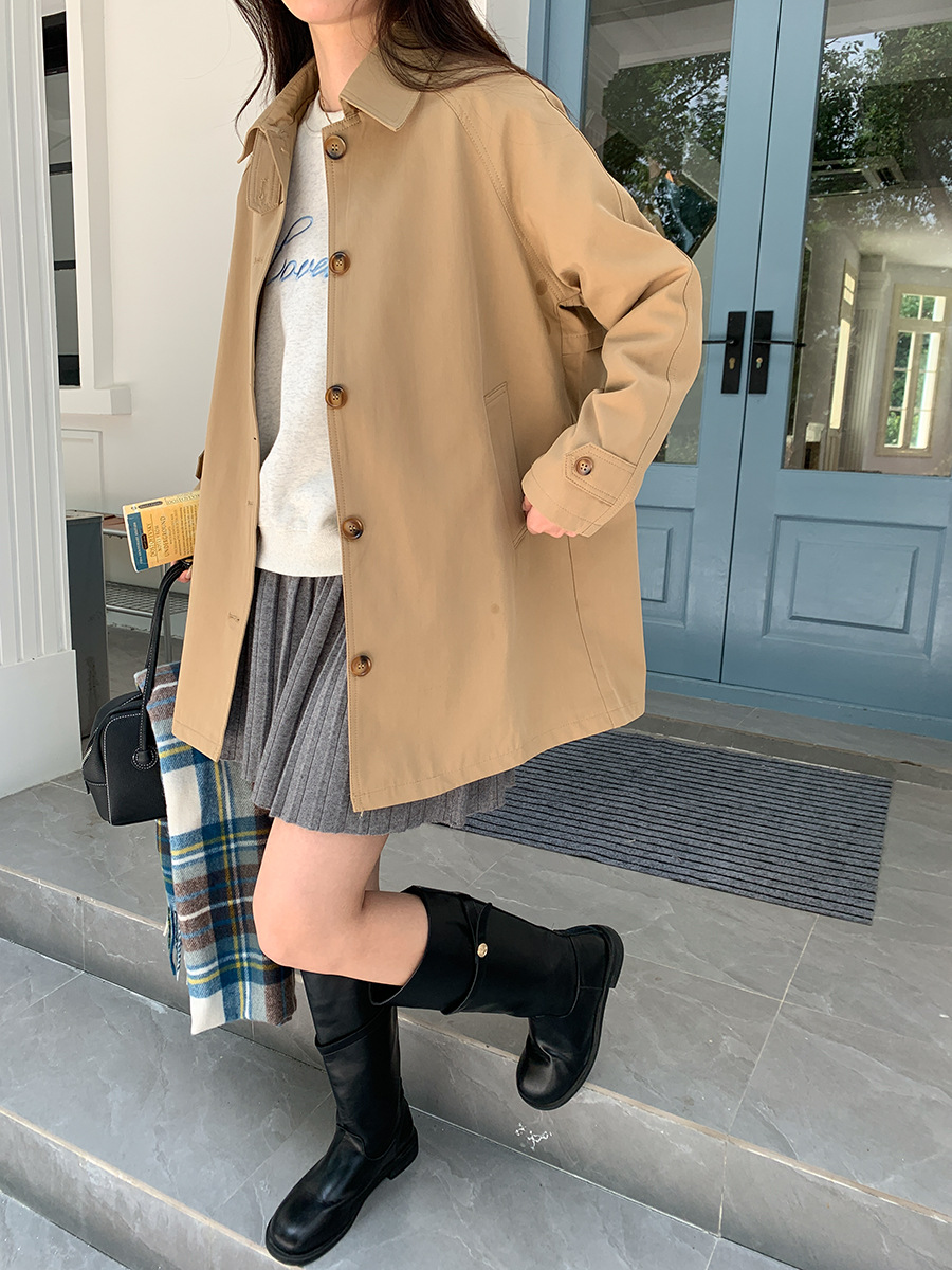 3thモーニングロンドン街拍英倫風襟付きカジュアルコートの中長タイプzy 2112