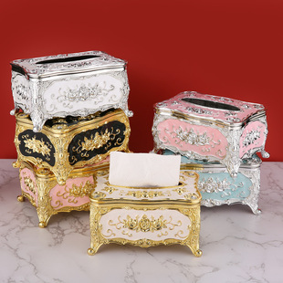 European Style Tissue Box Household Living Room Paper Box Creative Entry Luxury Paper Napkin Paper Box Restaurant Hotel KTV Ornaments