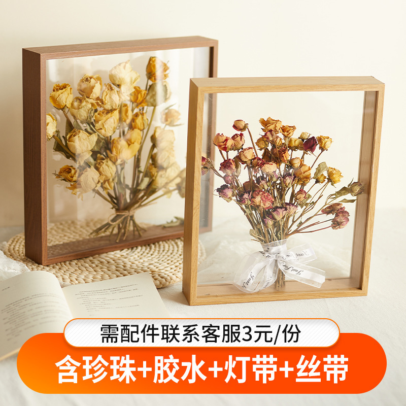 Dried flower photo frame hollow diy double-sided transparent glass frame square 12 inch wholesale mounted display storage table