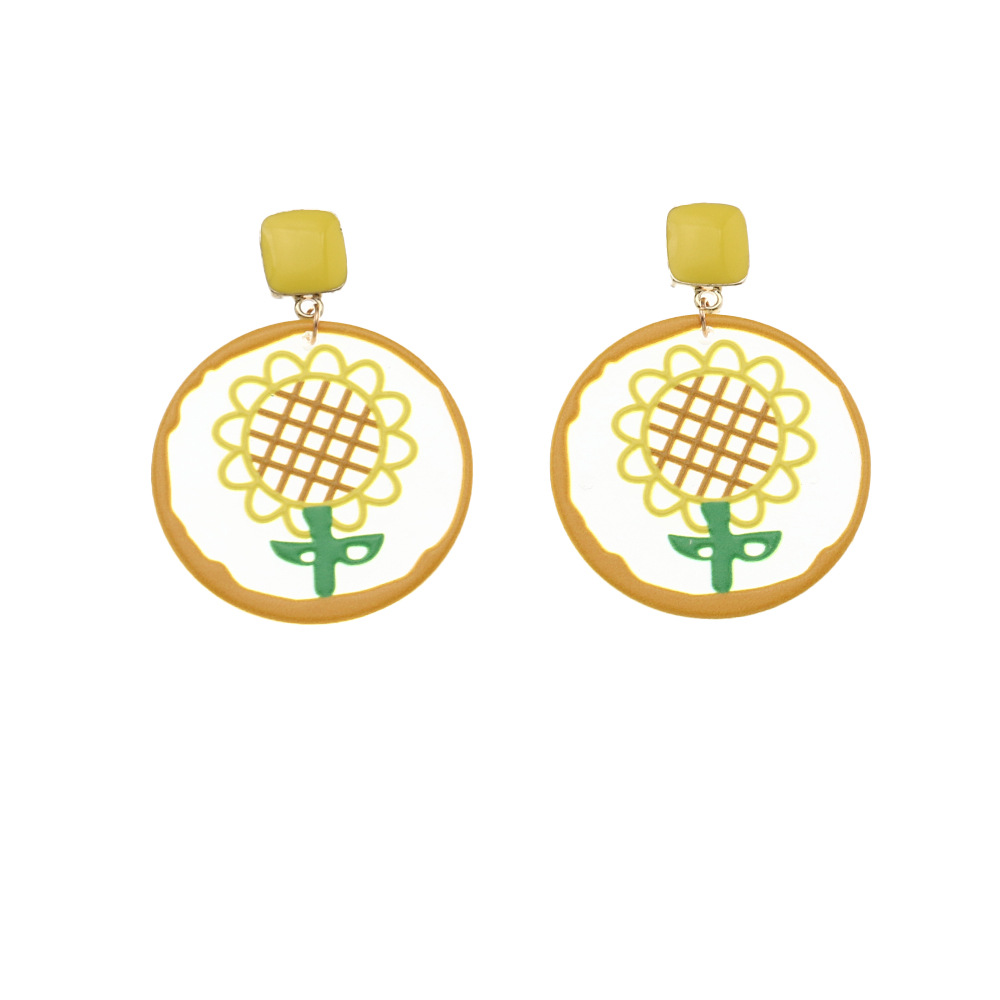 Nihaojewelry Cute Sunflower Geometric Acrylic Earrings Wholesale Jewelry display picture 6