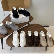 米色大码系带休闲单鞋2025新款韩版圆头小白鞋学院风简约女鞋批发