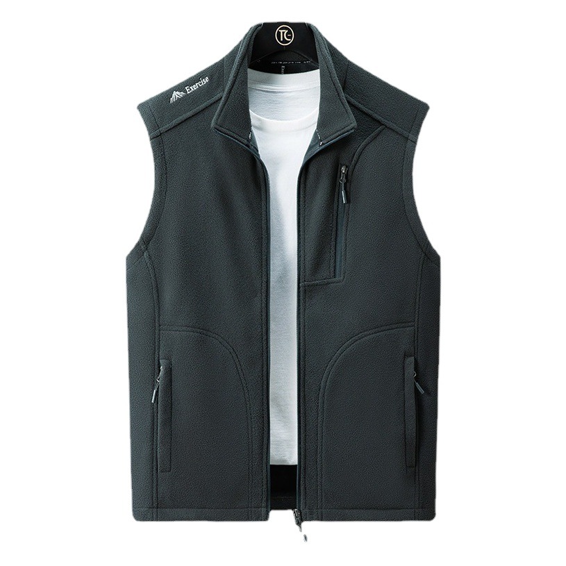 Men's Fleece Vest for Middle-Aged and Elderly, Thin Fleece Warm Outerwear Vest for Autumn and Winter, Dad's Fleece Vest with Zipper