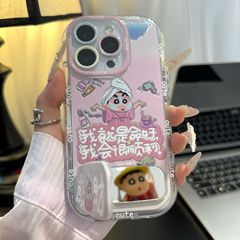 漫画 Apple 16PM Xiaoxin ミラースタンド携帯電話ケース iphone15 かわいい 14 財運保護カバー 13