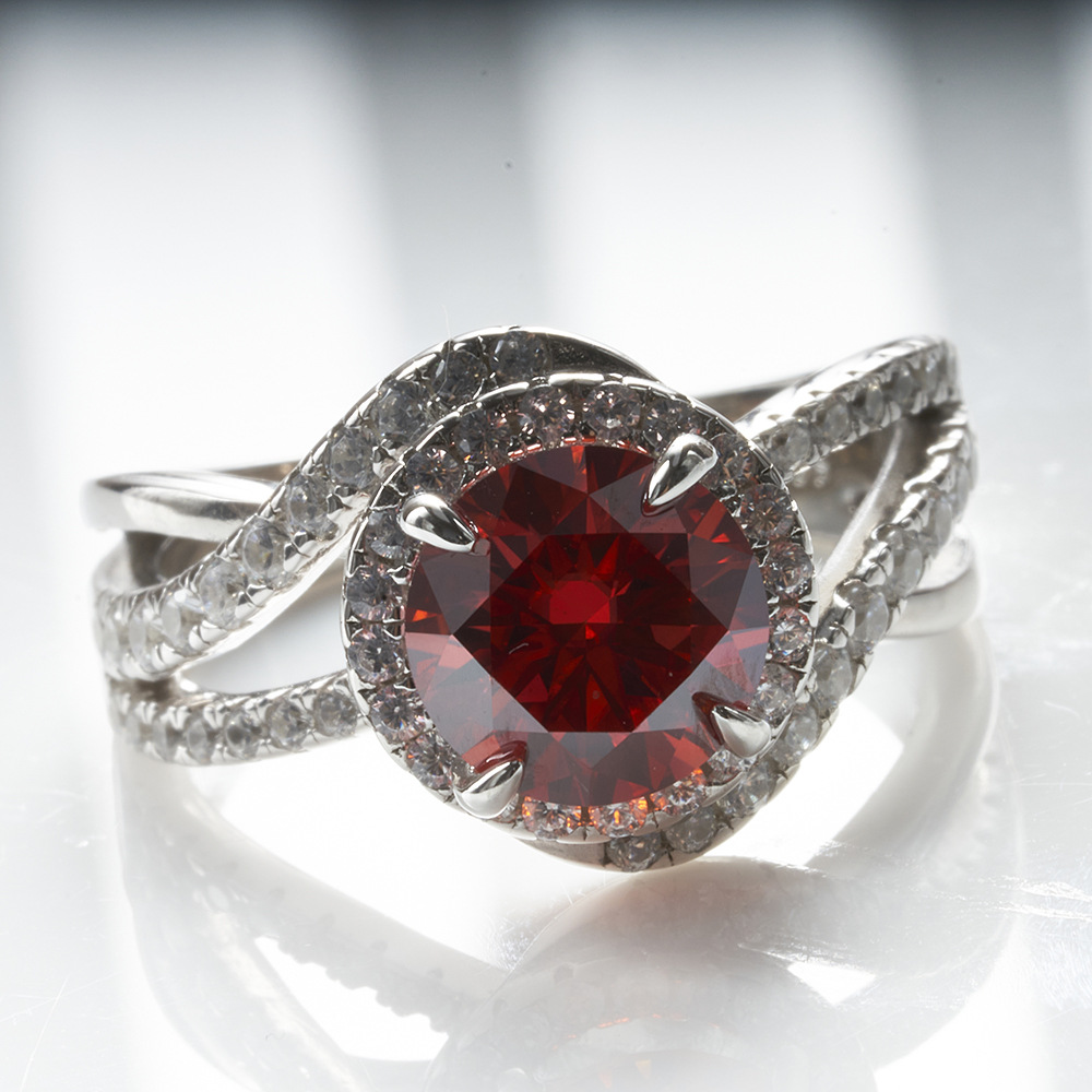 Comercio exterior Amazon nuevo S925 plata esterlina mujer anillo de piedra de moissanita para mujeres europeas y americanas exagerado brazo torcido anillo de boda cruzado