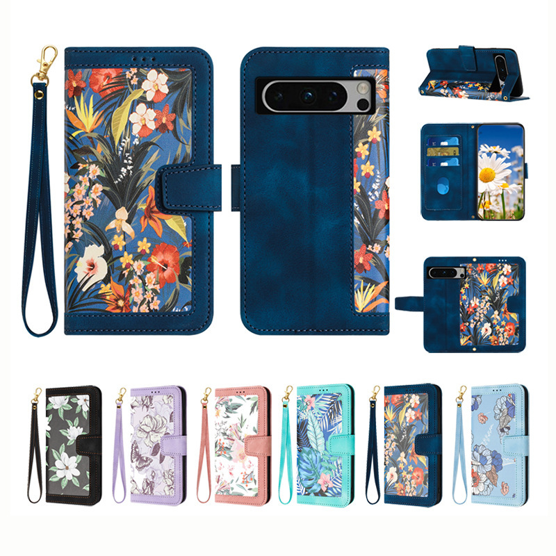 Suitable for Google 10A/9Pro Mobile Phone Leather Case Pixel910Proxl/8A Small Floral Flip Cover Protective Case