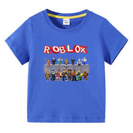 Roblox新款童装儿童夏装短袖T恤男童棉质打底衫宝宝半袖T恤童上衣