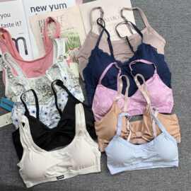 法式内衣女性感无钢圈薄杯大胸显小小胸聚拢金丝蕾丝简装文胸