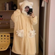 少女可爱加厚珊瑚绒睡衣女款冬款新款保暖睡袍睡裤大码家居服套装