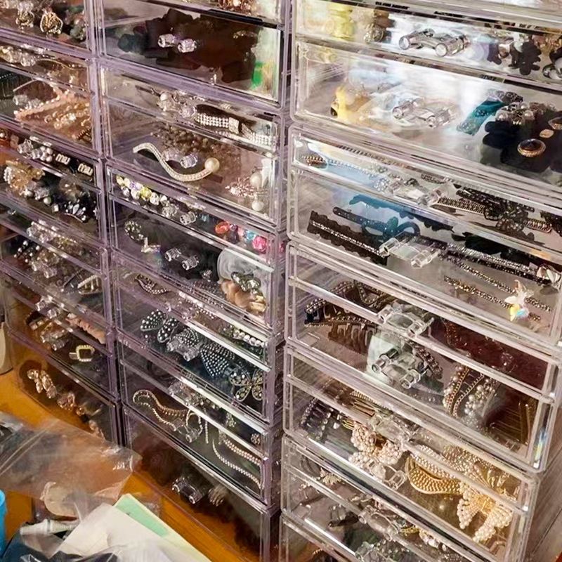 Transparent Hair Accessories Hairpin Storage Box Rubber Band Hairpin Hairband Dressing Box Large Capacity Hairpin Large Intestine Hair Ring Jewelry Box