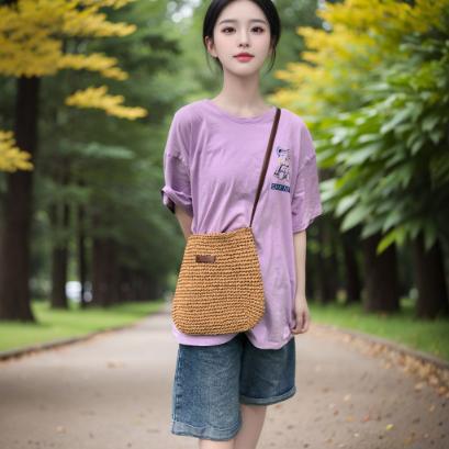 Woven Handbag with Single Shoulder Strap for Women, Korean Style Fashion, Ins Style Beach Bag for Women, Crossbody Bag from the Factory