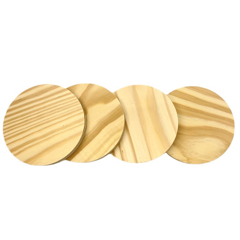 10,2 cm hoja de madera redonda redondeada/hoja de madera cuadrada de ángulo recto 1cm de madera gruesa posavasos de madera maciza hoja de madera decorativa