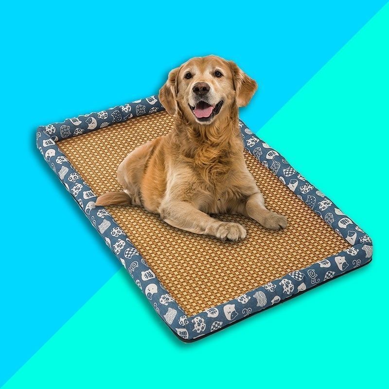 犬猫用夏用マット、通気性、洗える、四辺に枕付きわらマット、毛が付着しない、マット、|undefined