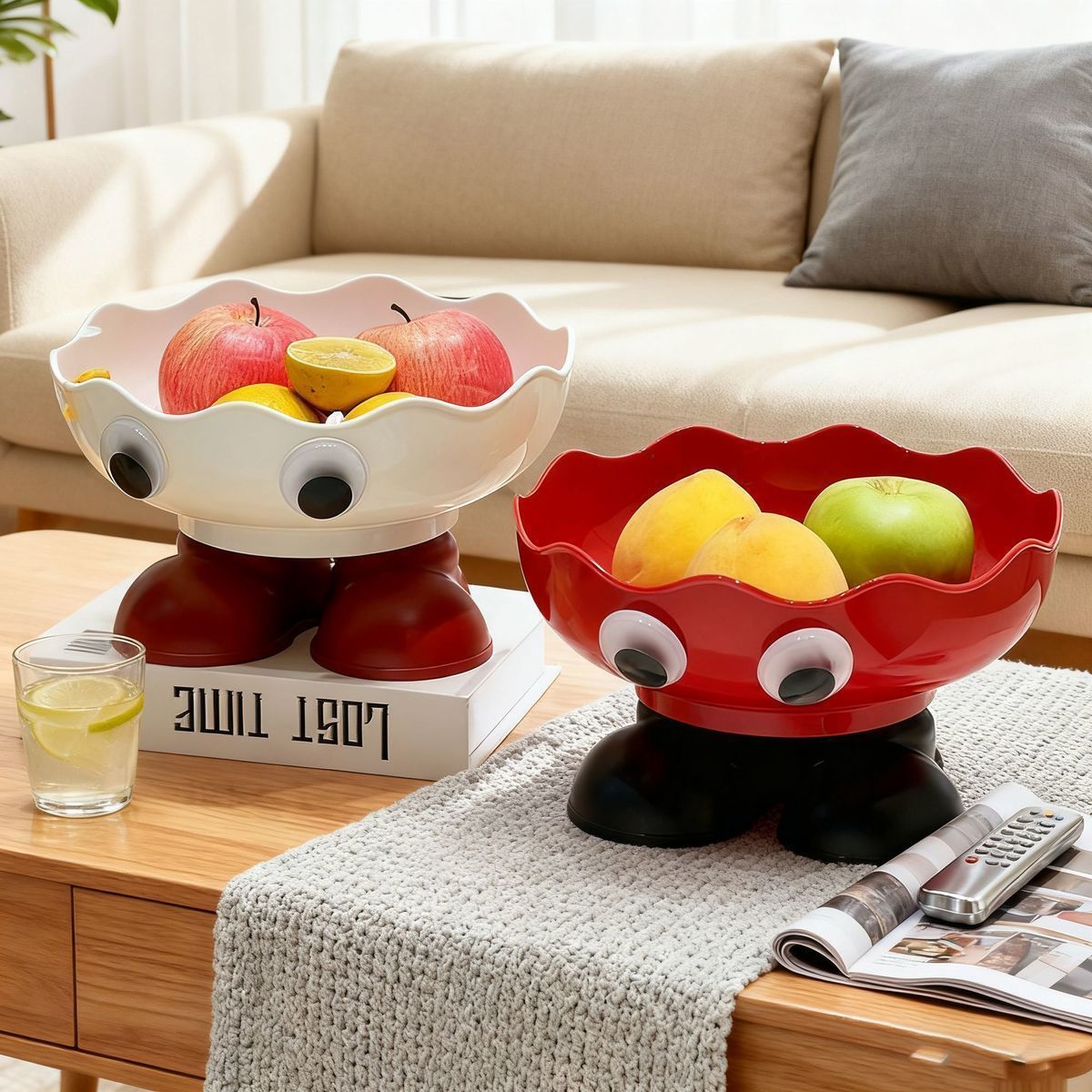 新款创意大眼果盘水果盘干湿两用客厅茶几卡通果盘家用沥水高颜值