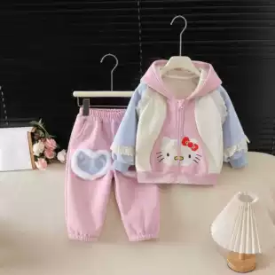 Комплект для девочек худи с котом и брюки 2 предмета