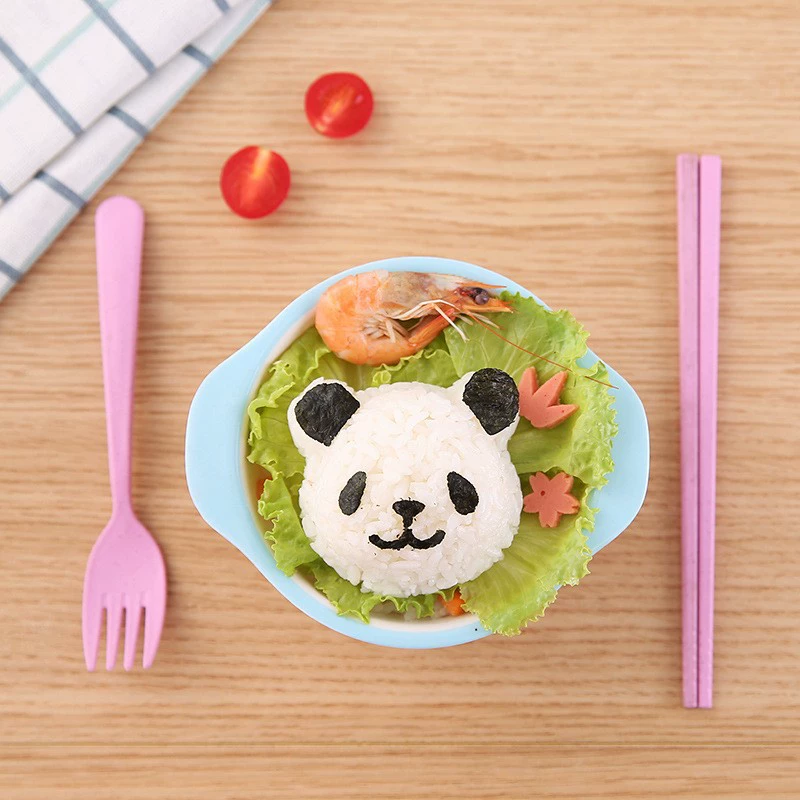 Rice Ball Mold Set Panda, Cute Stamping Molder for 5.5–6.5 cm Onigiri, Easy Forming