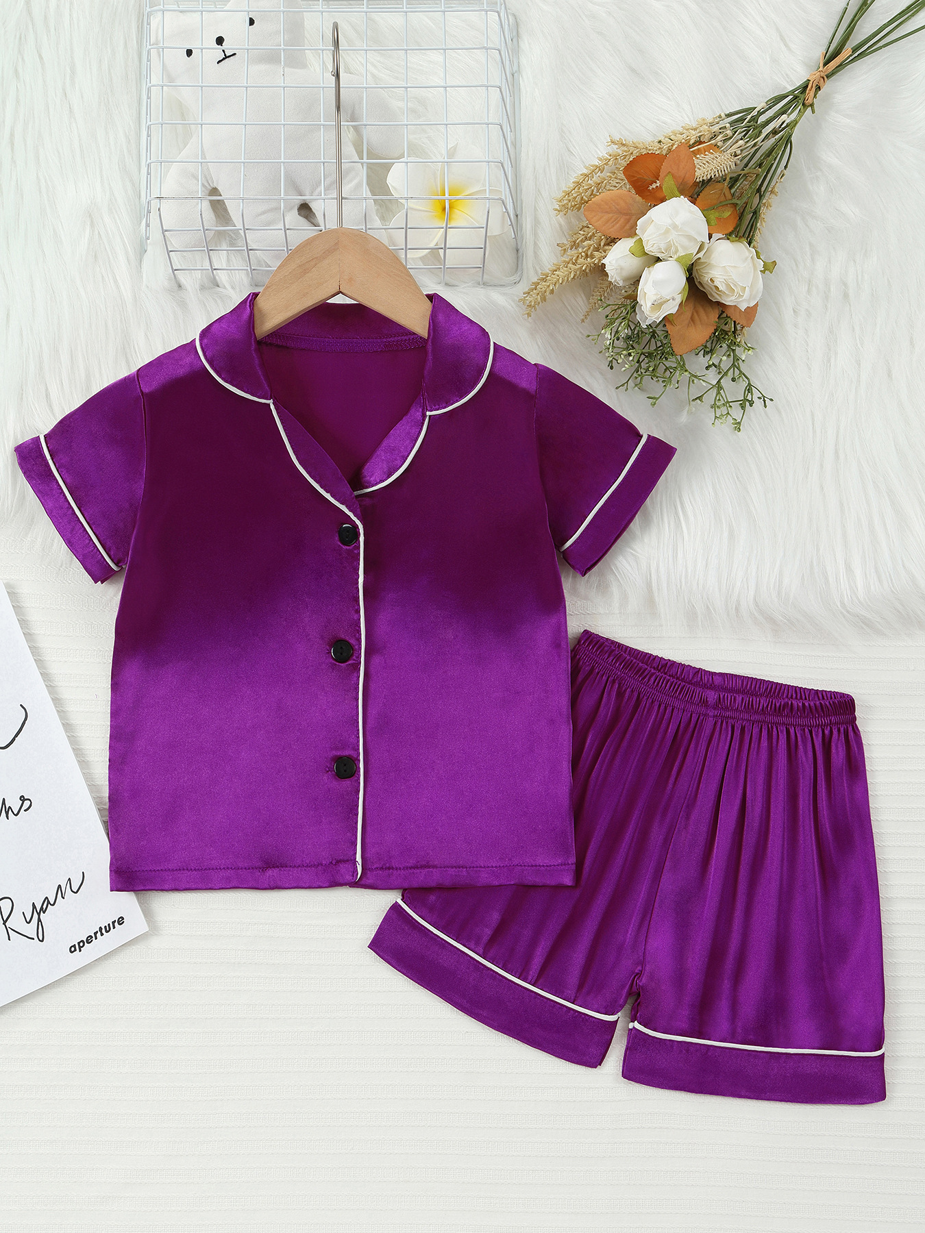 Barn pyjamas set med cartoon tryck kortärmad sommarkläder_voghion.com