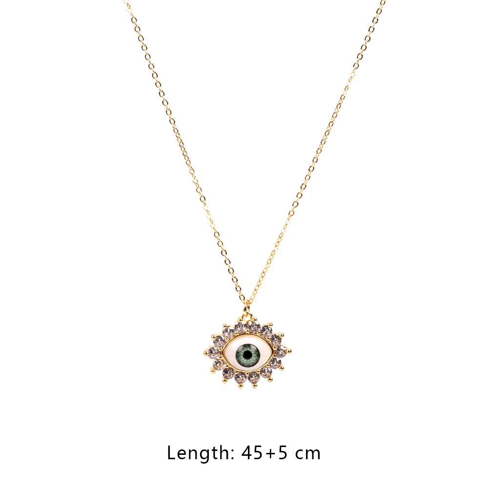 Fashion Demon Eyes Color Zircon Pendant Copper Necklace
