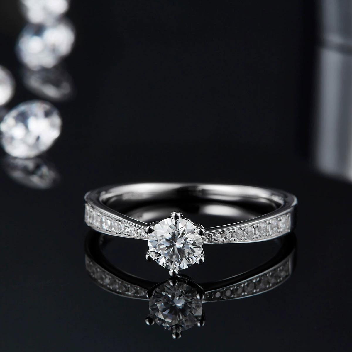 华莎珠宝 Ring with stone, classic accessory for St. Valentine's Day, 1 carat