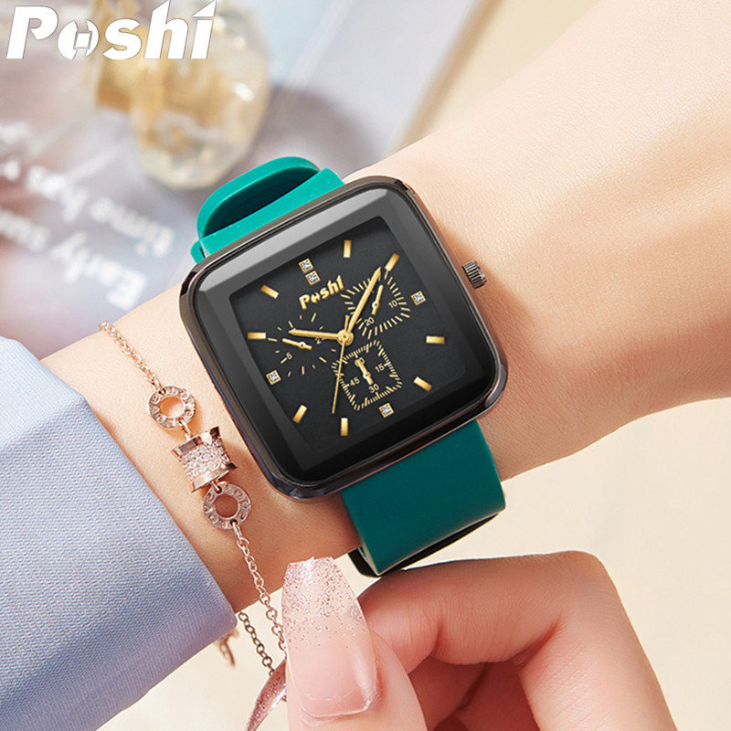 POSHI TikTok Live reloj de mujer reloj de correa de silicona reloj de moda y elegante reloj de cuarzo impermeable para hombres