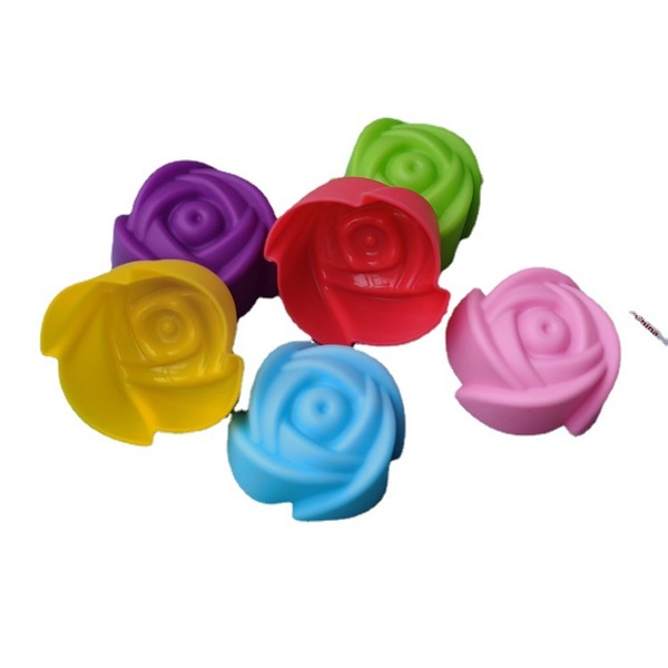 Silicone soap mold contains rose