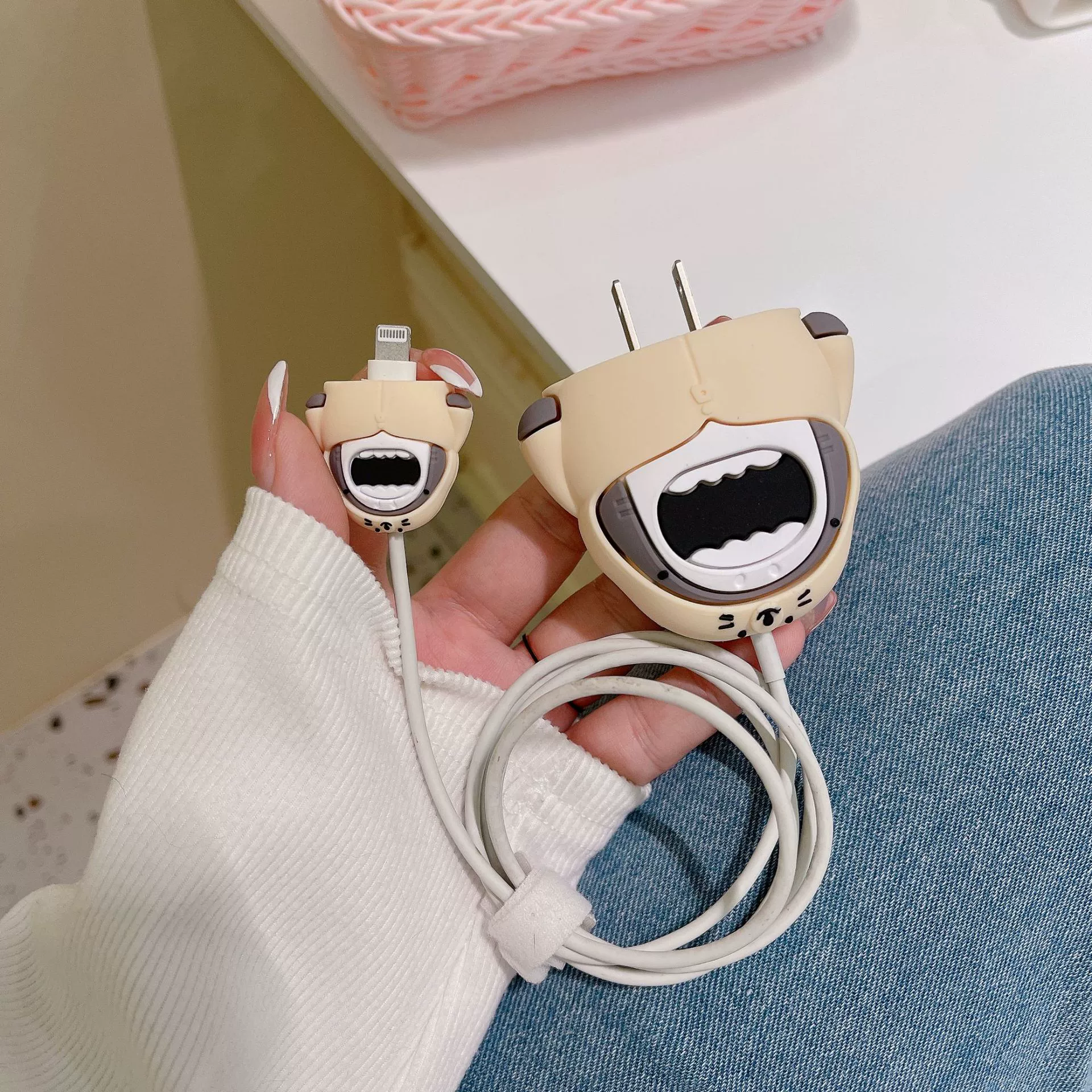 Apple, cartoon charger, protective case, 20W