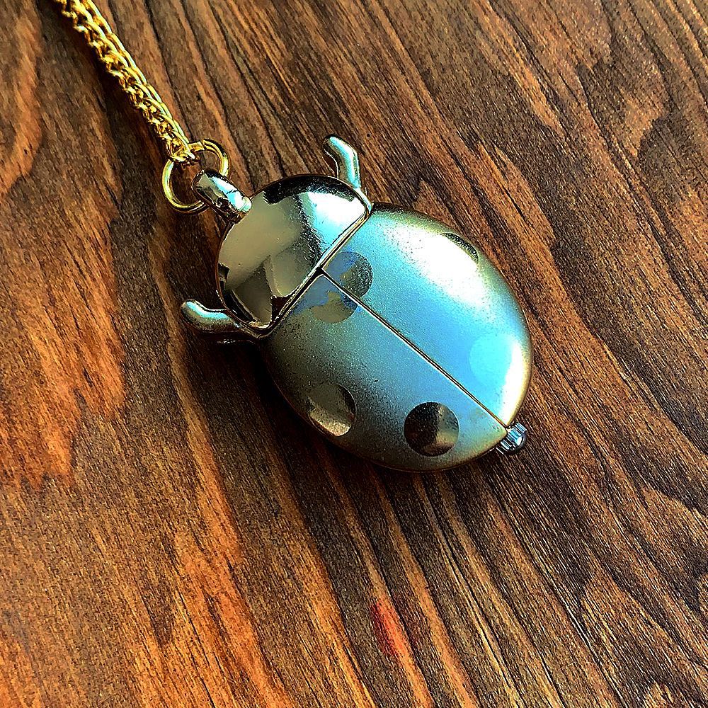 七星瓢虫可爱卡通小号项链挂链怀表 石英表