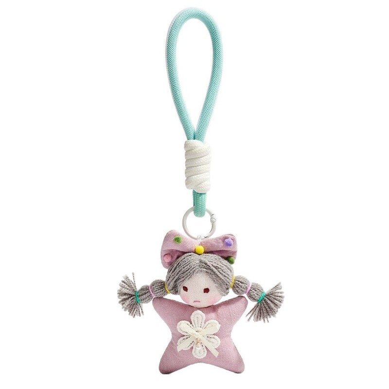 Cartoon Doll Pendant Decoration for Bags, Handmade Fabric Art, Japanese-Style Ins-Style Cute Doll Keychain for Girls