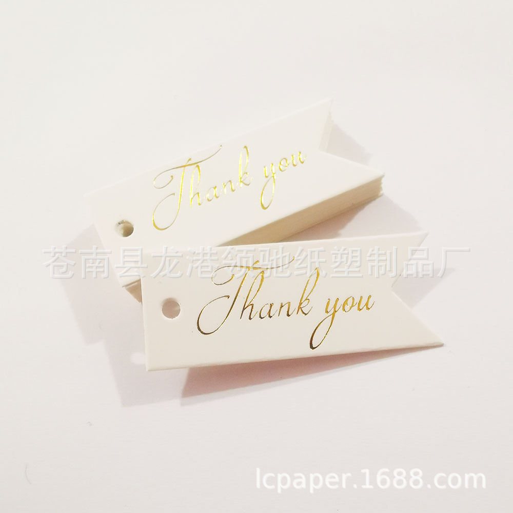 Thank you烫金鱼尾白卡旗子小吊牌100pcs烘焙礼物包装标签卡片