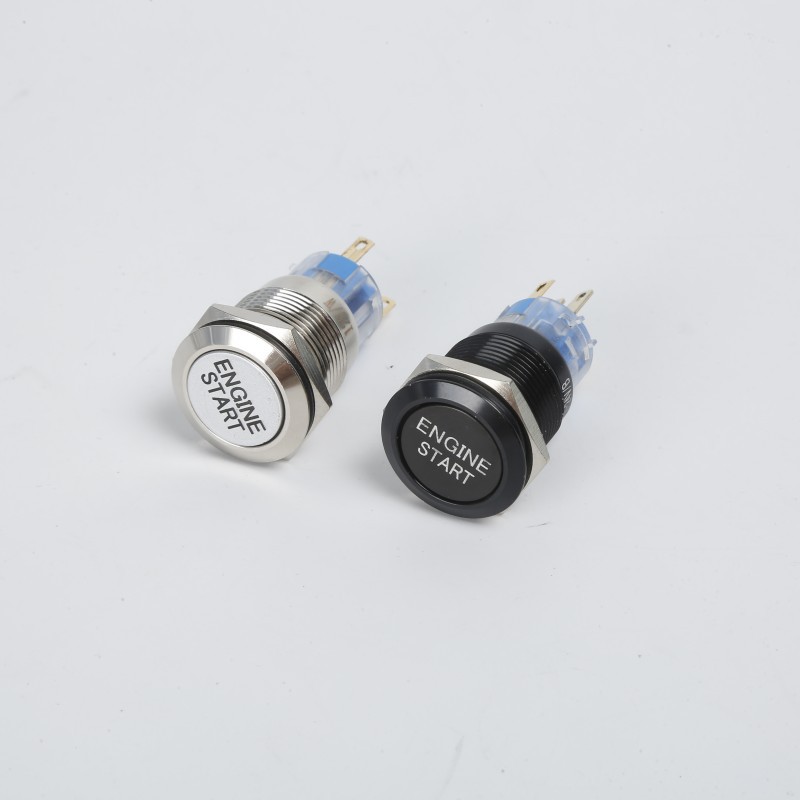 19MM Metal Button Car Modification One-Touch Start Switch Momentary Self-Reset Button 12V Waterproof LED Light