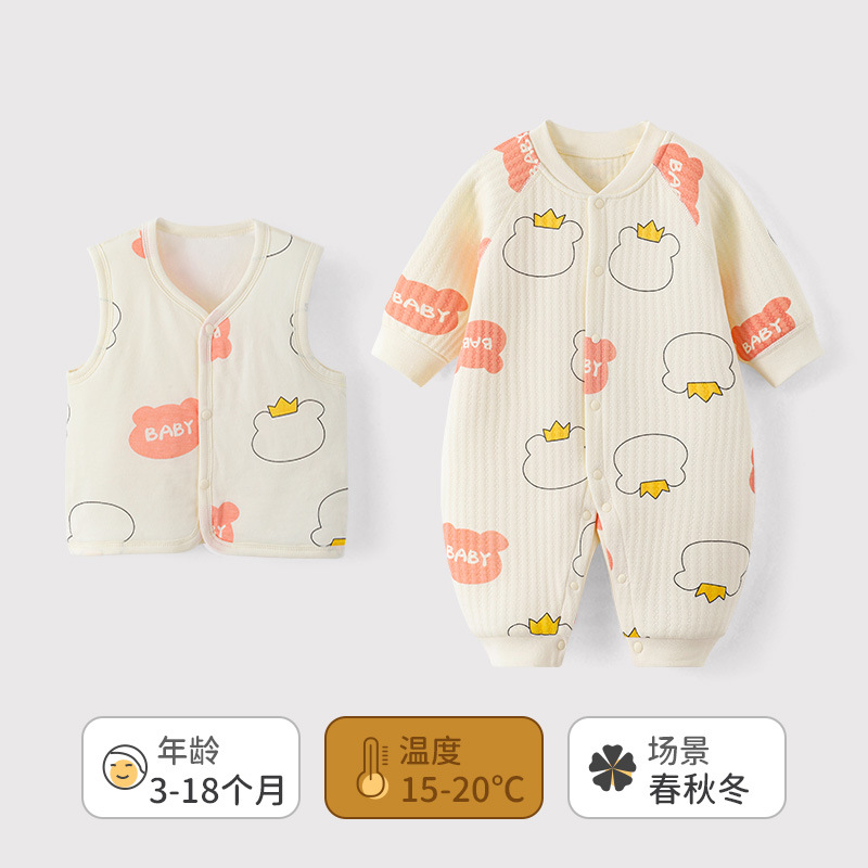 Ropa de otoño e invierno para bebés, monos de algodón puro para bebés, peleles cálidos y adorables de algodón acolchado para niños y niñas, mamelucos para recién nacidos.