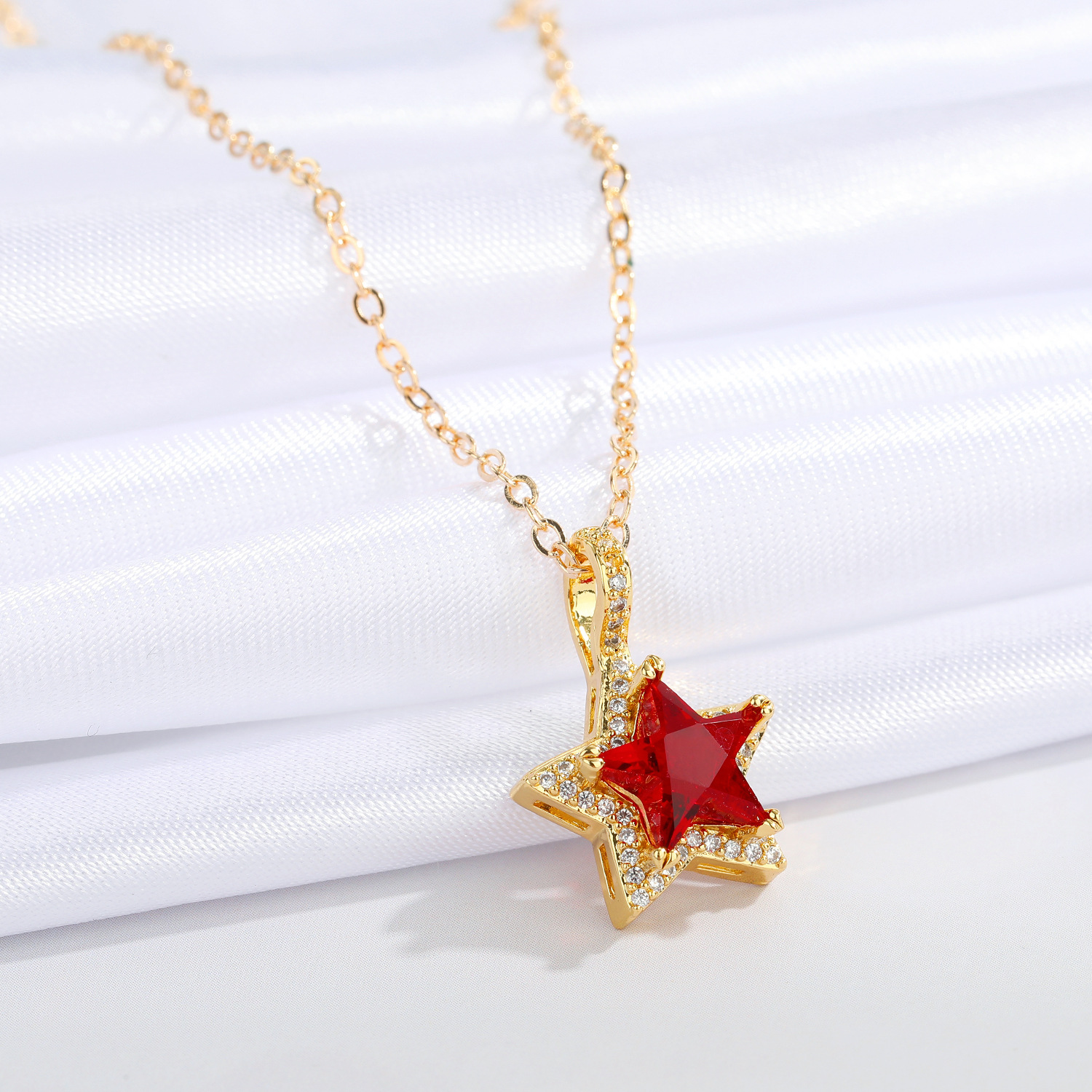 jewelry microinlaid star necklace simple fivepointed star pendant clavicle chain jewelrypicture5