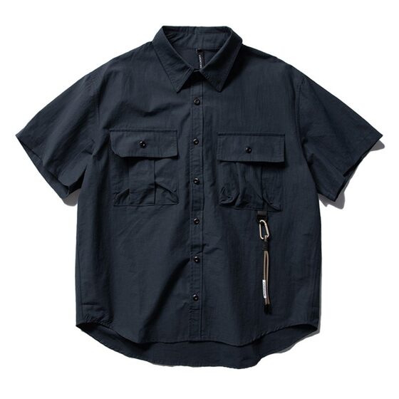 Summer Mountain Outdoor Japanese Retro Ami Khaji Military Style Multi-Pocket Men's and Women's Loose Workwear Short Sleeve Shirt