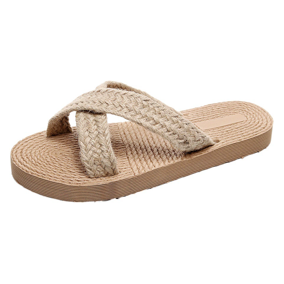 Национальный стиль имитация соломенного плетения путешествия конопляные женские сандалии
