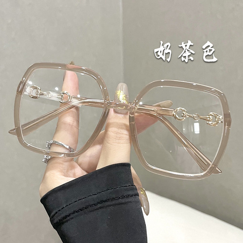Black square large frame glasses for women Korean style new style big face slimming plain glasses frame Internet celebrity style glasses frame for men