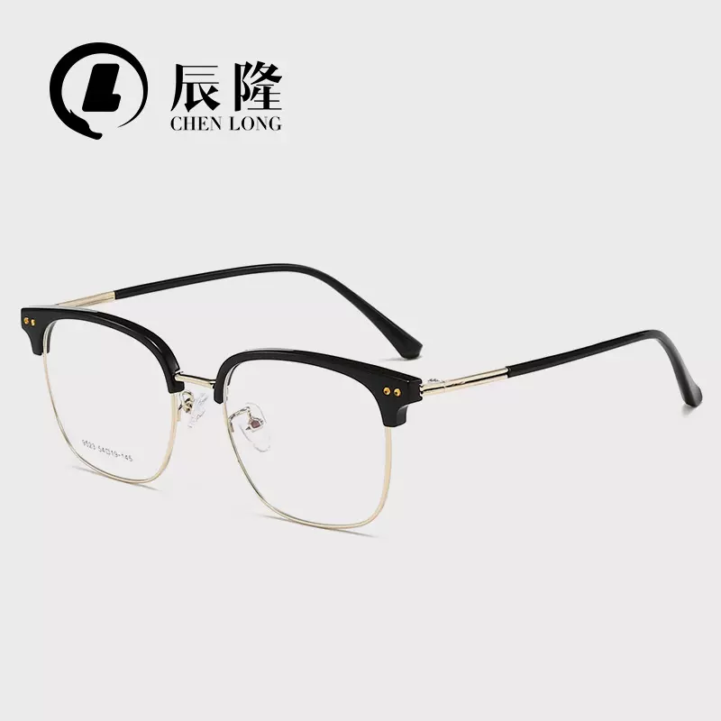 复古眉毛半框眼镜男近视可配度数9523商务合金超轻TR90平光眼镜架