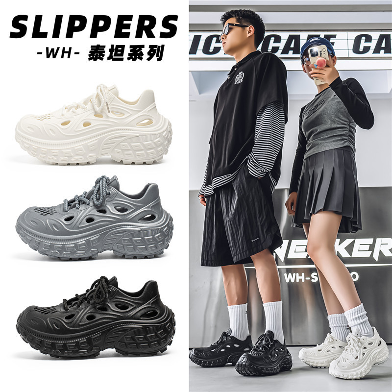 Diseñador de zapatos de coco de lujo ligero 2025 Xia Kanye Pareja al aire libre playa zapatos con agujeros Douyin video sandalias hombre