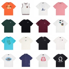 正しい版. トップ版. ロバの家の半袖25の新型の花のジャカードの綿のニットの半袖のtシャツの男女は同じです。
