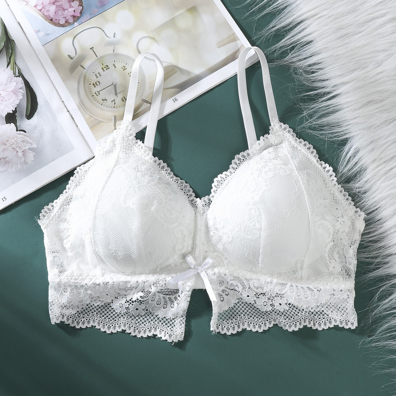 Ropa interior inalámbrica de las mujeres verano Delgado encaje sexy espalda envuelta pecho de una pieza empuja hacia arriba el sujetador de la correa