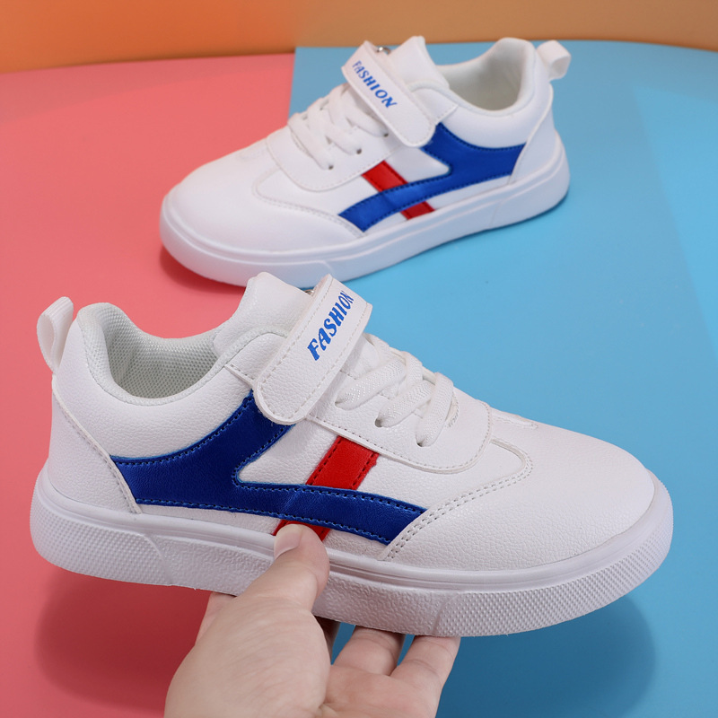 Zapatos blancos para niños zapatos de tablero para niños primavera y otoño nuevos niños medianos y grandes zapatos de cuatro estaciones para niñas zapatos blancos de Campus de fondo suave a prueba de agua